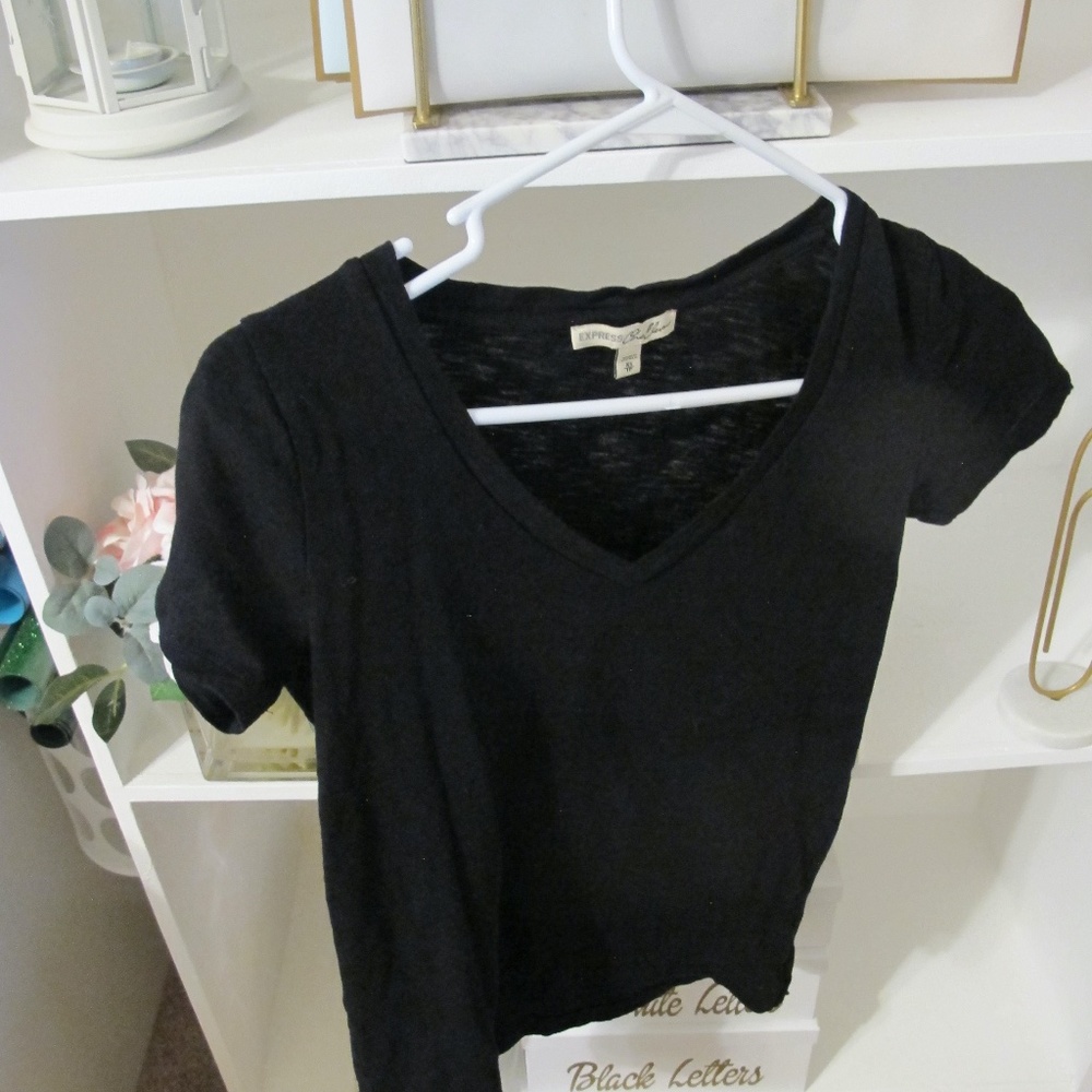 Women's Express staple Short Sleeve Black Shirt Top Size XS EUC - Picture 5 of 7